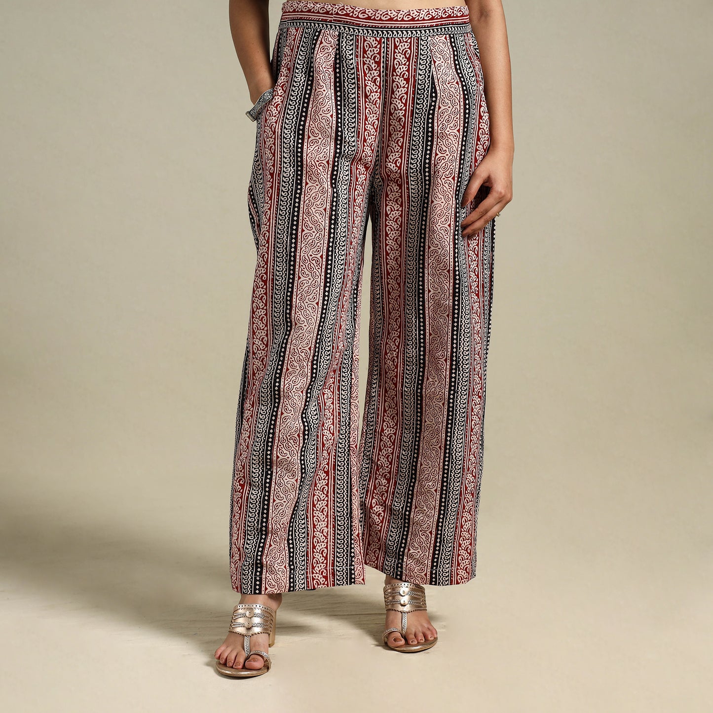 Multicolour Bagh Block Print Natural Dyed Cotton Palazzo