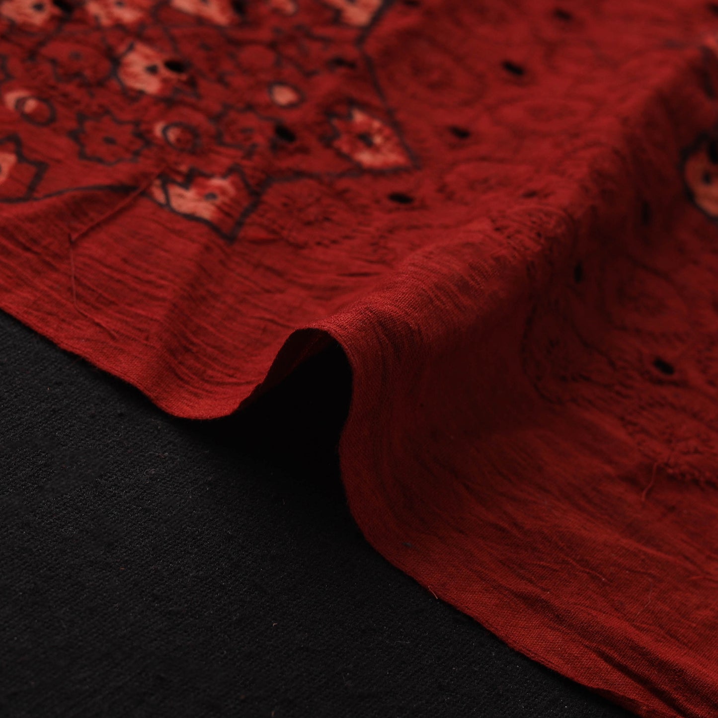 Hakoba Hand Block Ajrakh Print Natural Dyed Cotton Fabric 03