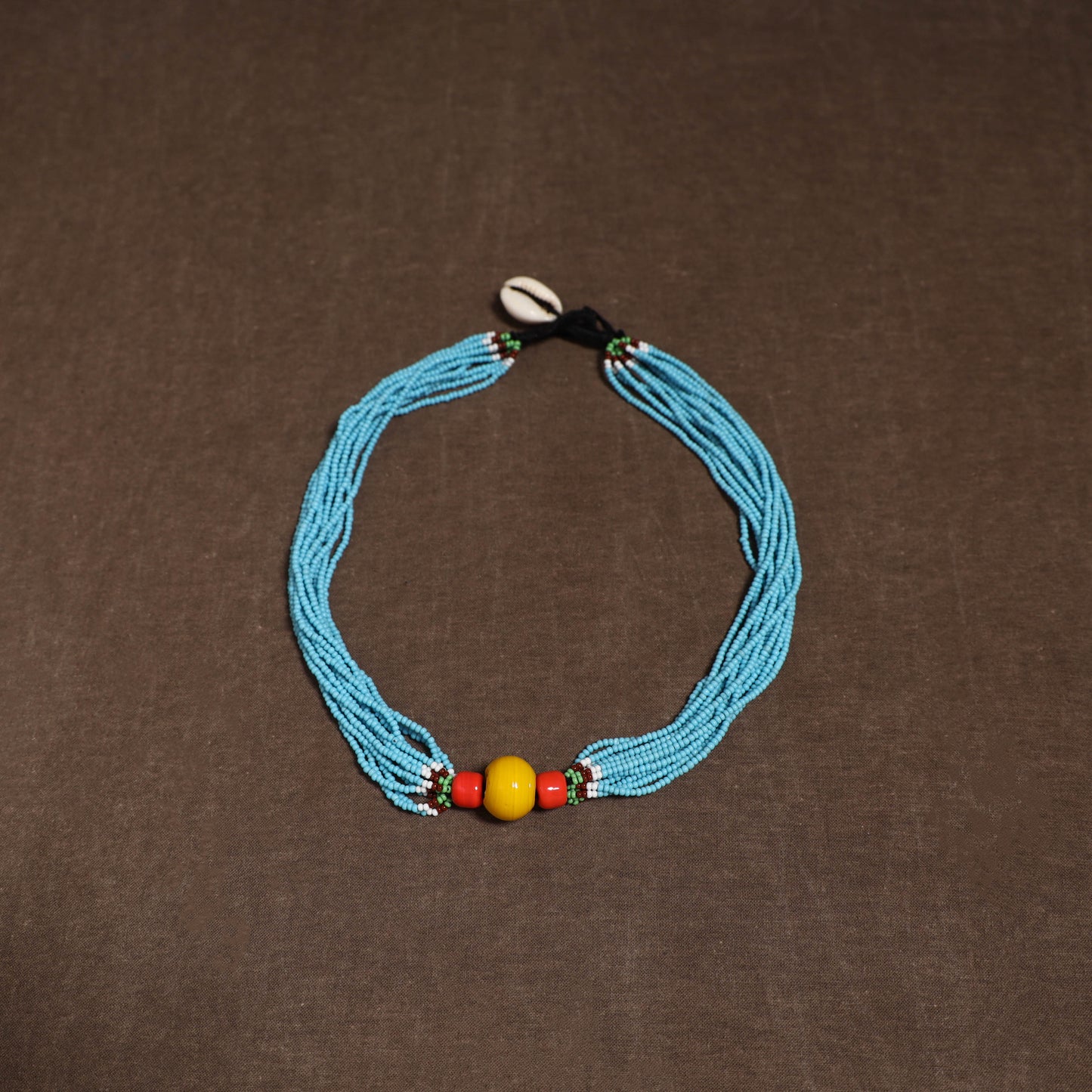 Blue - Bead Work Handmade Baiga Tribal Moonga Dana Necklace 07