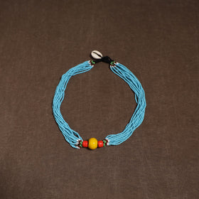 Blue - Bead Work Handmade Baiga Tribal Moonga Dana Necklace 07
