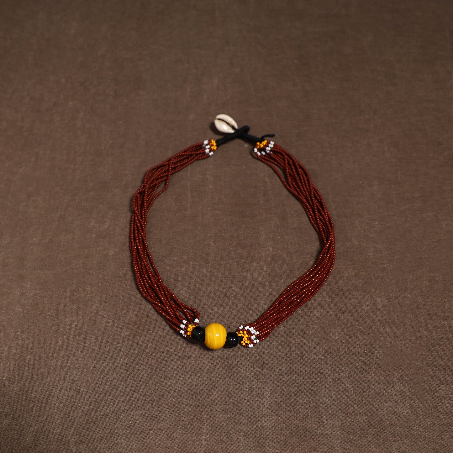 Maroon - Bead Work Handmade Baiga Tribal Moonga Dana Necklace 06
