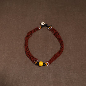 Maroon - Bead Work Handmade Baiga Tribal Moonga Dana Necklace 06