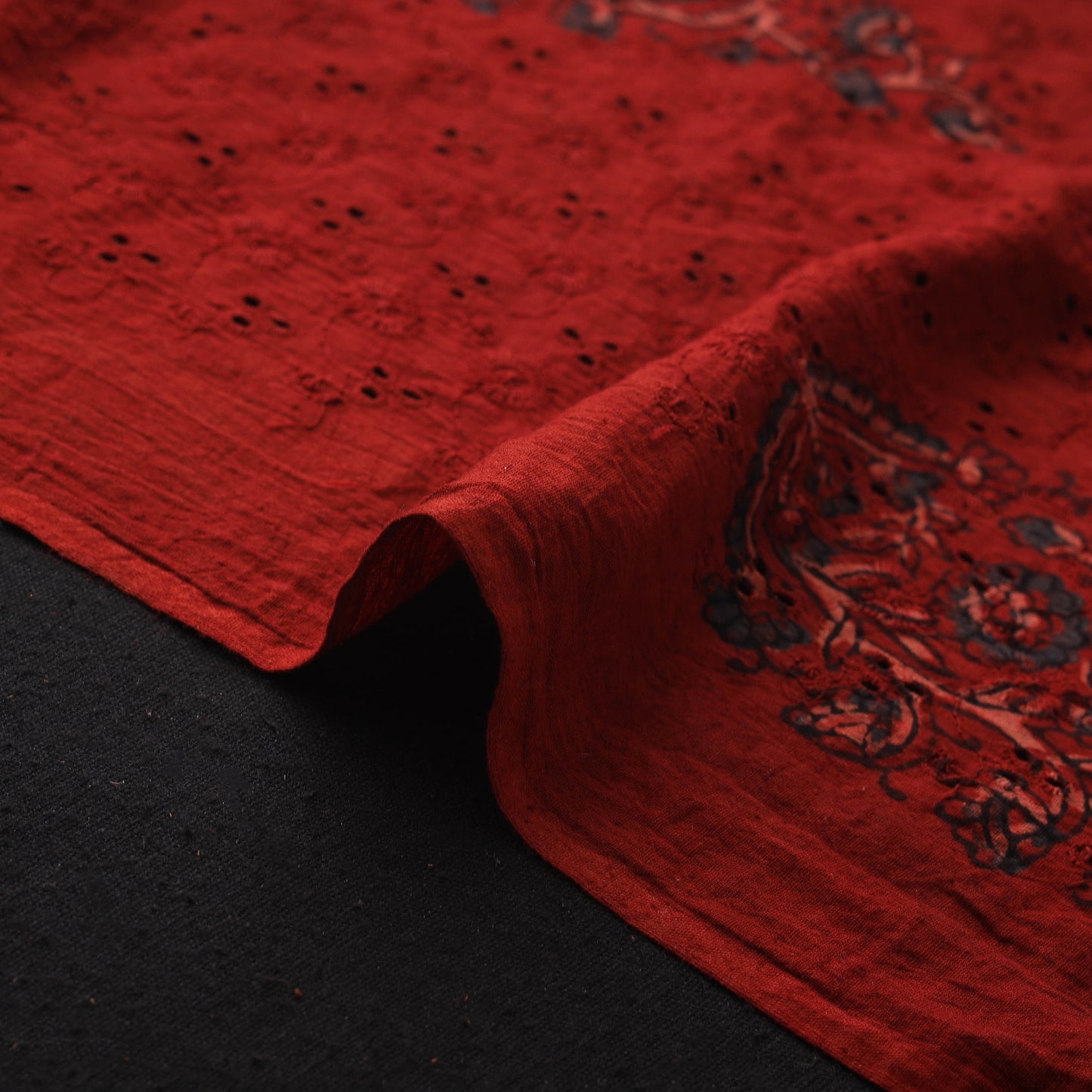 Hakoba Hand Block Ajrakh Print Natural Dyed Cotton Fabric 02