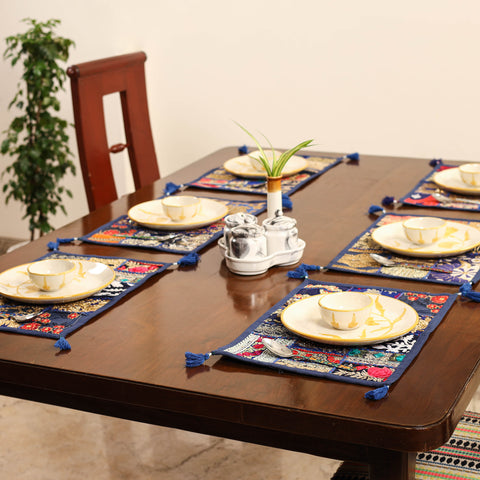 Blue - khambadiya patchwork cotton table mats (set of 6) 01