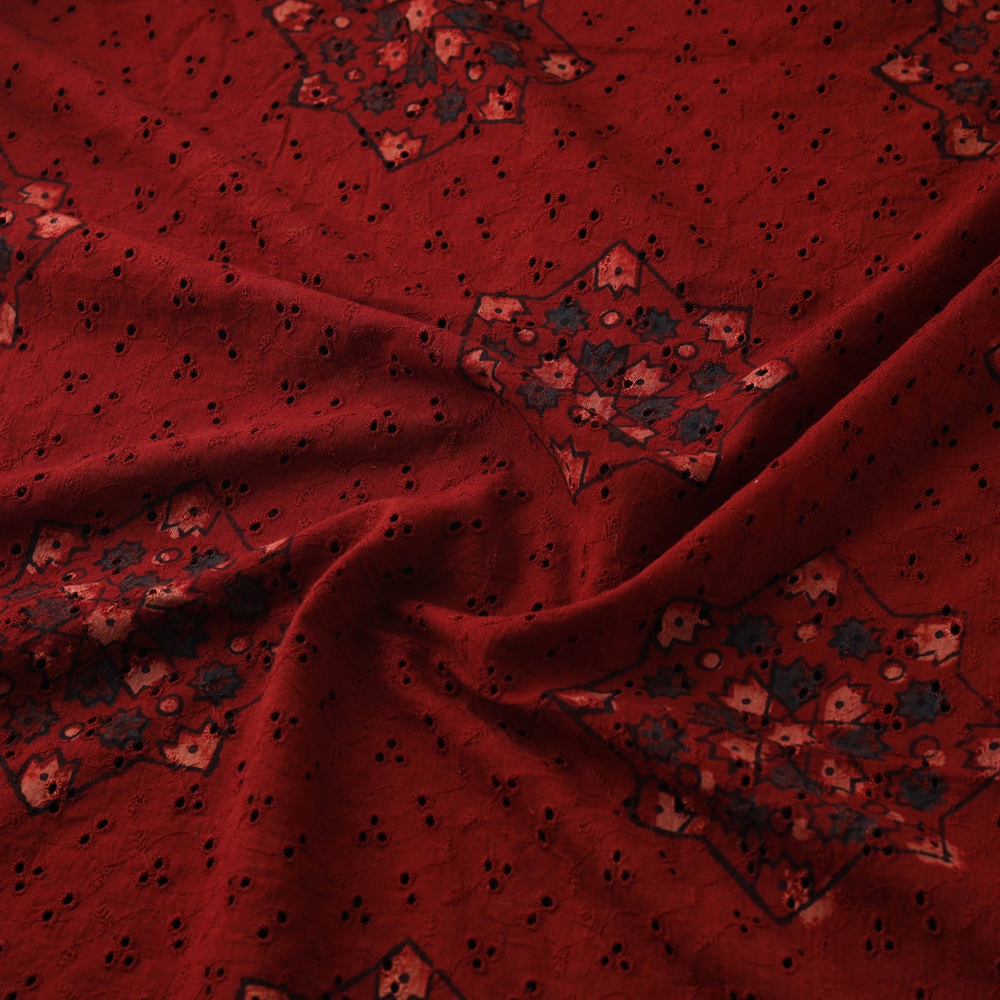 Hakoba Hand Block Ajrakh Print Natural Dyed Cotton Fabric 01
