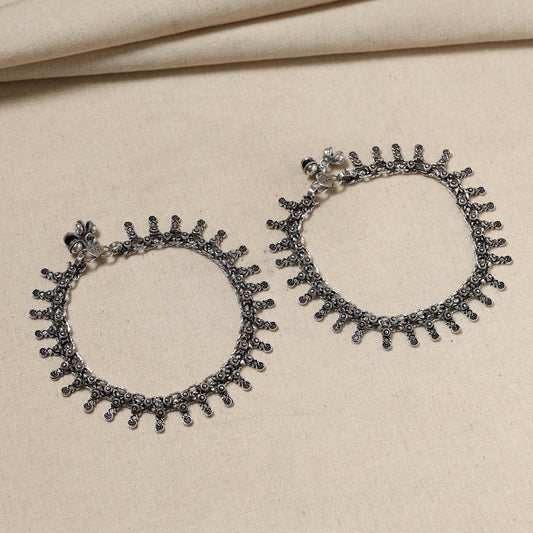 Antique Finish Oxidised German Silver Payal (pair)