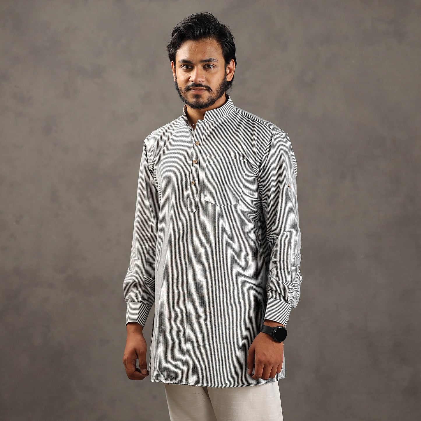Buy iTokri Casuals - Handloom Cotton Stripe Men Short Kurta Online