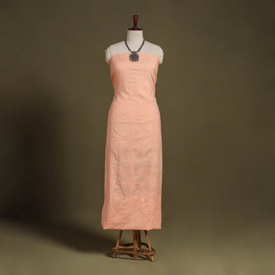 Peach - chikankari hand embroidery mul cotton unstitched