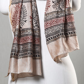 Red Bagh Block Printed Chanderi Silk Stole 
