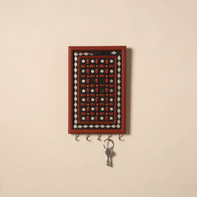 Kutch Mud Mirror Work Lippan Art Key Holder (9 x 6 in) 42