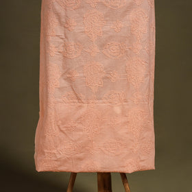 Peach - chikankari hand embroidery mul cotton unstitched
