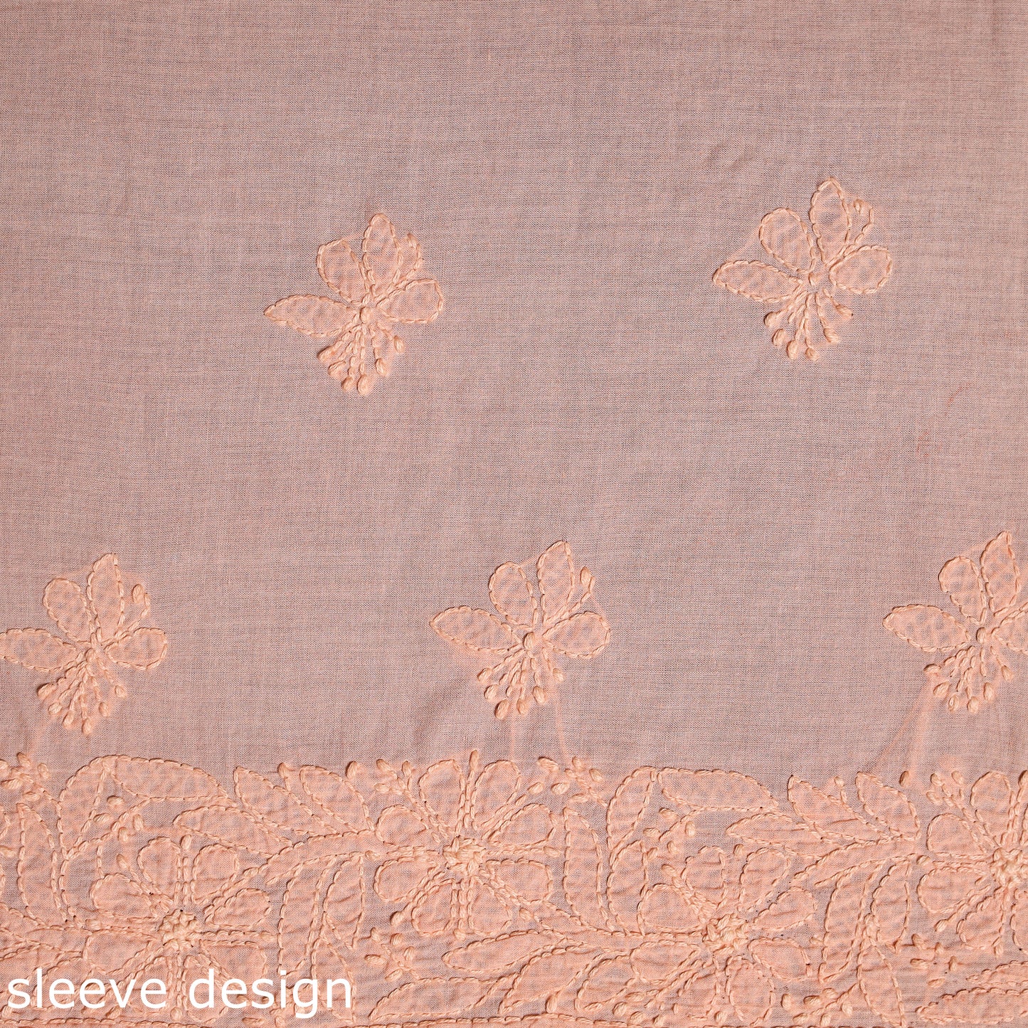 Peach - chikankari hand embroidery mul cotton unstitched