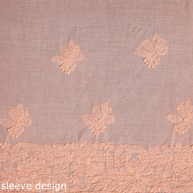 Peach - chikankari hand embroidery mul cotton unstitched