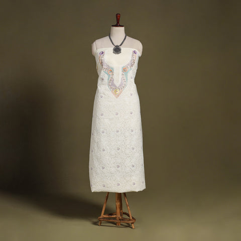 Chikankari with Parsi Style Embroidery Cotton Kurta Material