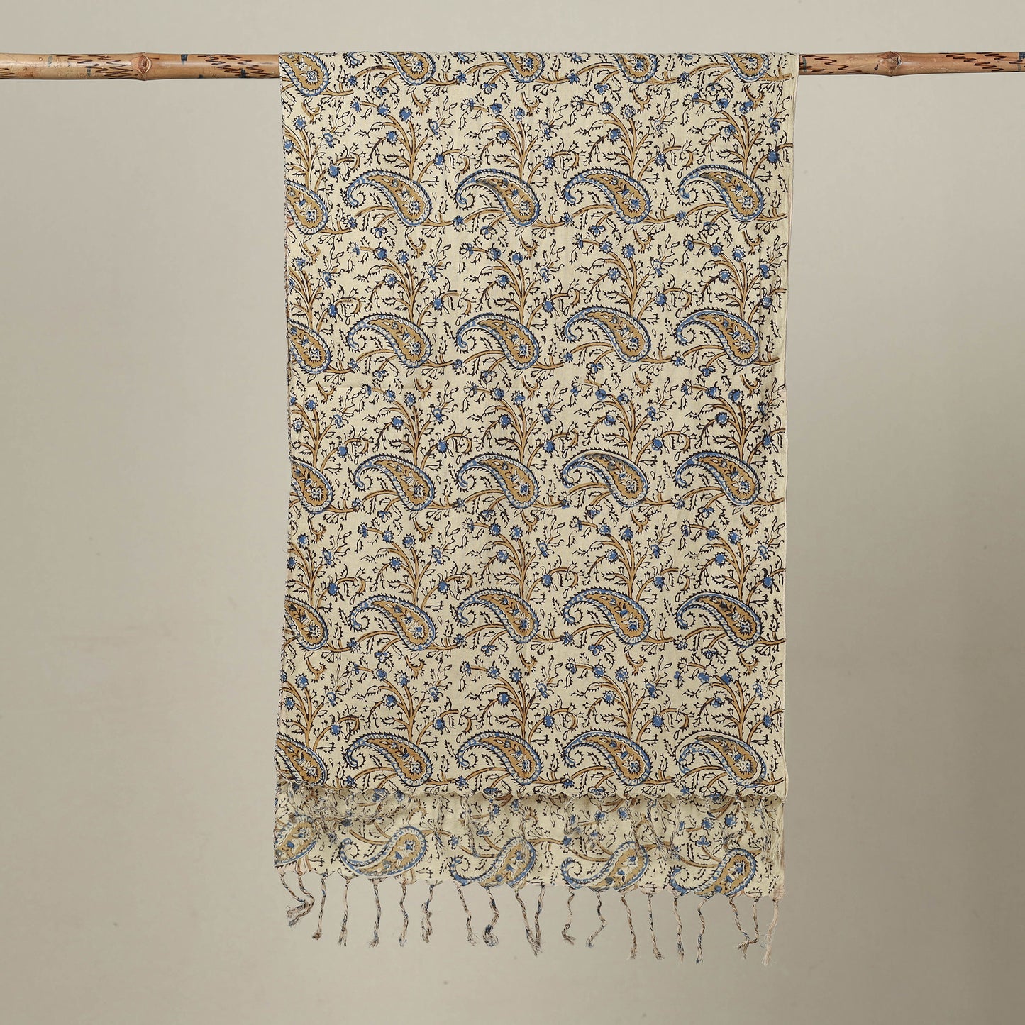 Beige - Block Printed Cotton Sanganeri Stole 08