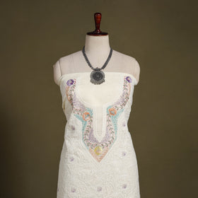 Chikankari with Parsi Style Embroidery Cotton Kurta Material