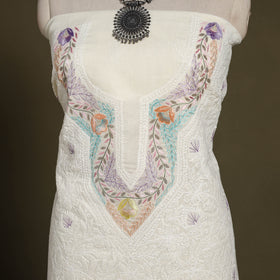 Chikankari with Parsi Style Embroidery Cotton Kurta Material