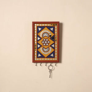 Kutch Mud Mirror Work Lippan Art Key Holder (9 x 6 in) 46