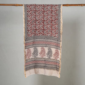 Red Bagh Block Printed Chanderi Silk Stole 