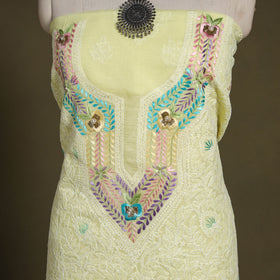 Chikankari with Parsi Style Embroidery Cotton Kurta Material