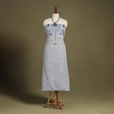 Chikankari with Parsi Style Embroidery Cotton Kurta Material