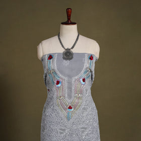Chikankari with Parsi Style Embroidery Cotton Kurta Material