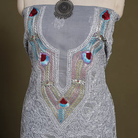 Chikankari with Parsi Style Embroidery Cotton Kurta Material
