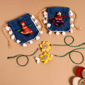  Handmade Fabric Flower Jute Rakhi & Lumba Set 