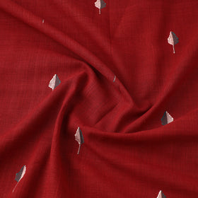 Red Handspun Handloom Natural Dyed Cotton Jamdani Fabric