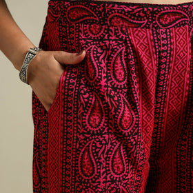 Pink Bagh Block Print Natural Dyed Cotton Palazzo