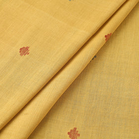 Yellow Handspun Handloom Natural Dyed Cotton Jamdani Fabric