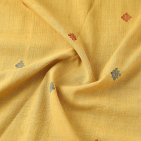 Yellow Handspun Handloom Natural Dyed Cotton Jamdani Fabric