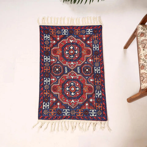 Original Chain Stitch Mulberry Silk Thread Hand Embroidery Rug / Carpet