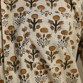 Beige - Natural Dyed Block Print Cotton Men Half Sleeve Bagru Shirt 03