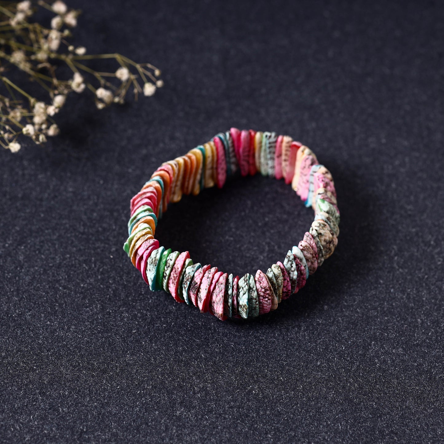 Handcrafted Midnapore Seashell Stretchable Bracelet