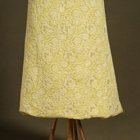 Yellow Chikankari with Parsi Style Embroidery Cotton Kurta Material