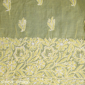 Yellow Chikankari with Parsi Style Embroidery Cotton Kurta Material