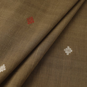 Brown Handspun Handloom Natural Dyed Cotton Jamdani Fabric