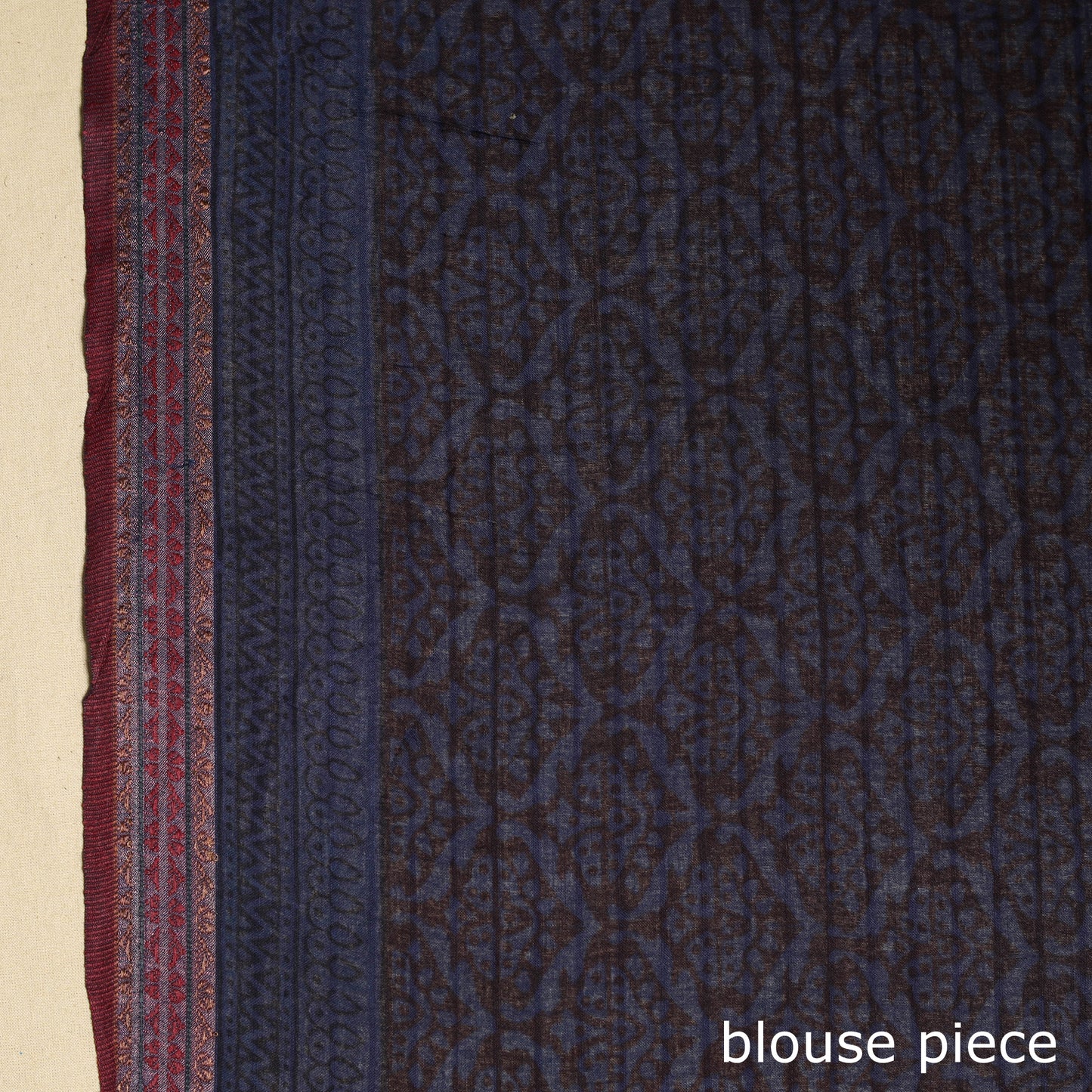 Blue Block Print Natural Dyed Cotton Bagh Saree