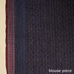 Blue Block Print Natural Dyed Cotton Bagh Saree