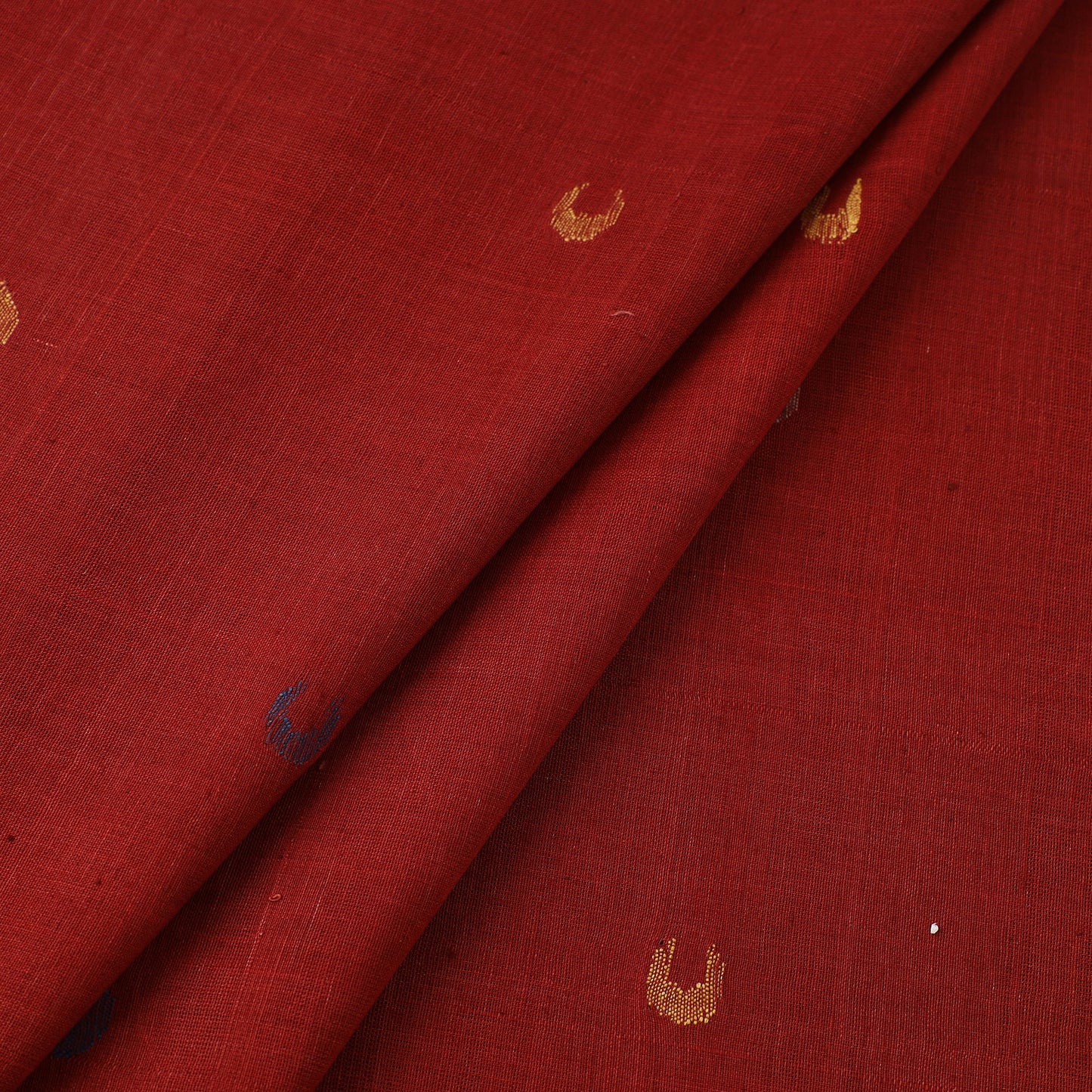 Red Handspun Handloom Natural Dyed Cotton Jamdani Fabric