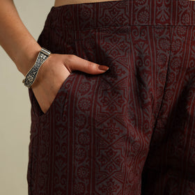 Maroon Bagh Block Print Natural Dyed Cotton Palazzo