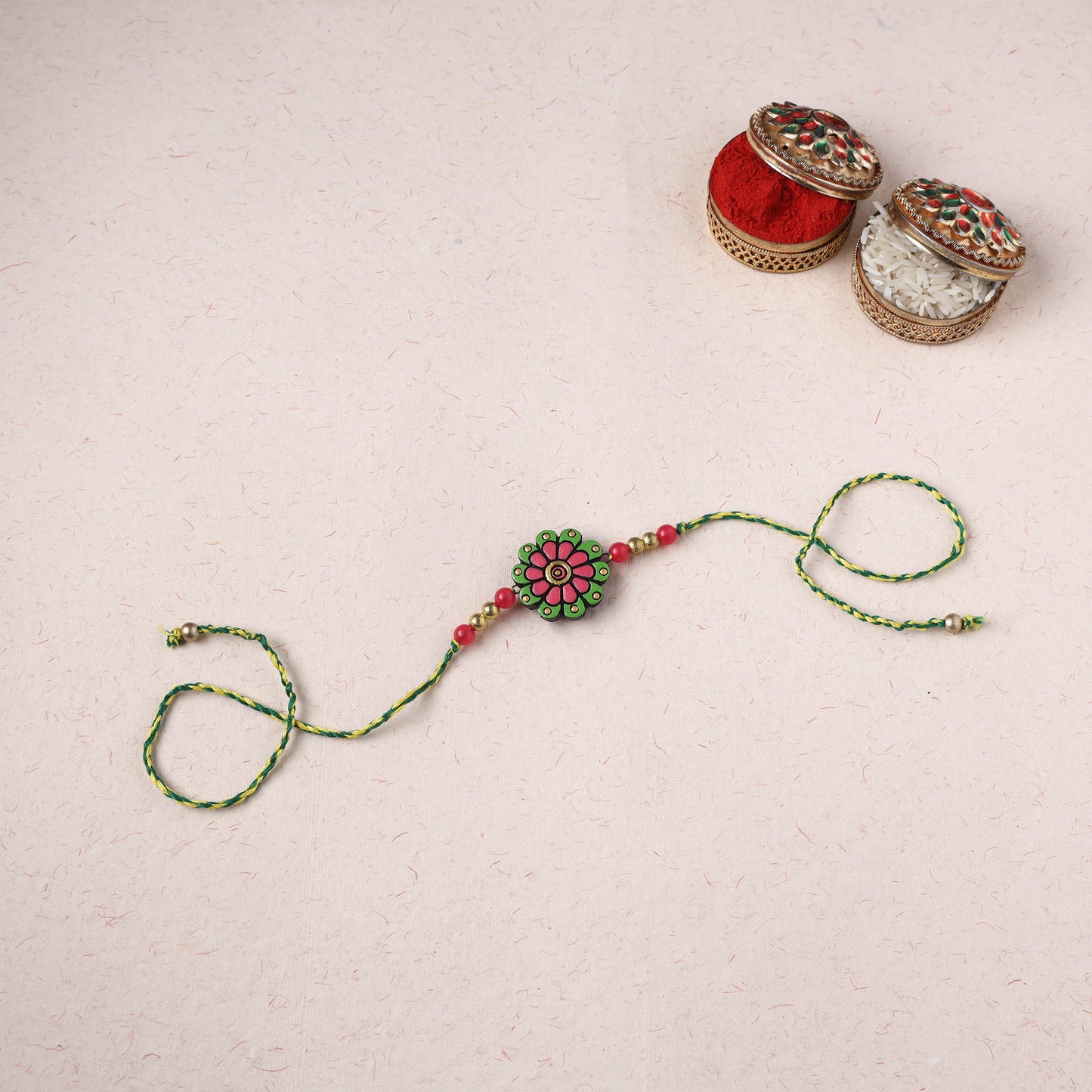 Flower - Bishnupur Handpainted Terracotta Rakhi 39