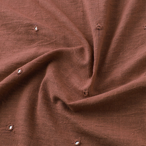 Brown - Kutch Organic Kala Cotton Mirror Work Pure Handwoven Fabric 11