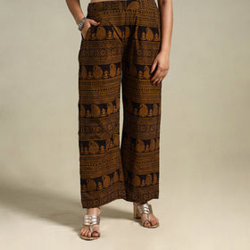Brown Bagh Block Print Natural Dyed Cotton Palazzo