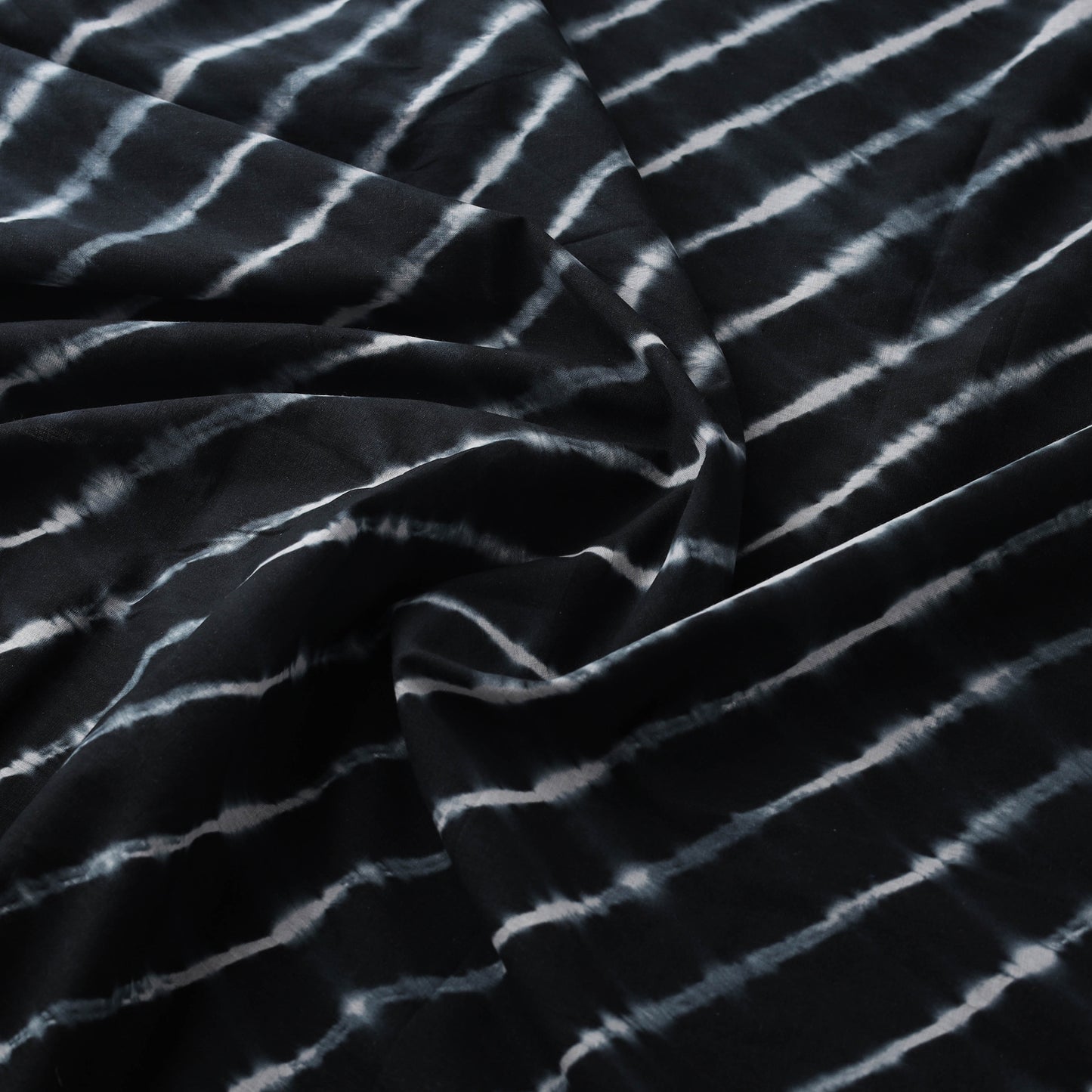 Black - Leheriya Tie-Dye Cotton Fabric 11