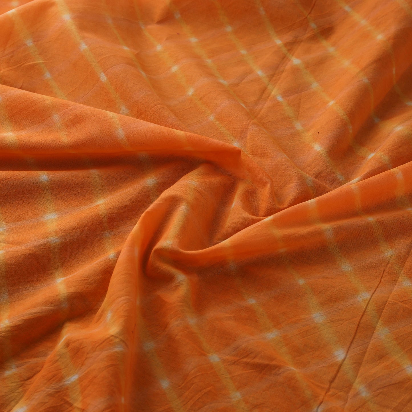 Orange - Leheriya Tie-Dye Cotton Fabric 12