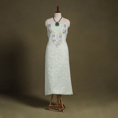 Green Chikankari with Parsi Style Embroidery Cotton Kurta Material
