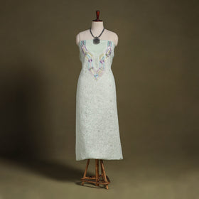 Green Chikankari with Parsi Style Embroidery Cotton Kurta Material