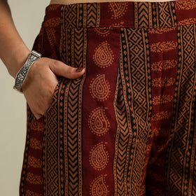 Maroon Bagh Block Print Natural Dyed Cotton Palazzo
